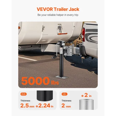 Trailer Jack, 5000 lbs Dynamic Load Capacity, Heavy Duty Swivel Bolt-on Trailer Jack, 14.3" Lift Trailer Jack Stand with Handle 