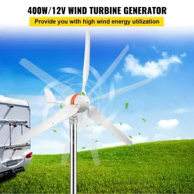 Wind Turbine Generator, 12V/AC Wind Turbine Kit, 400W Wind Power Generator With MPPT Controller 3 Blades Auto Adjust Windward