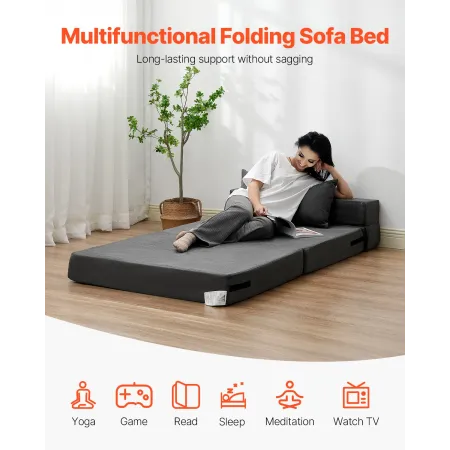 Foldning af sovesofa 3-i-1 sammenfoldelig sofa seng med 2 puder