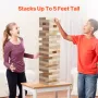 Tumbling Timber Toy, 60 Blocks Giant Tumble Tower Blocks Game, Pine Wood Tumbling Tower Game with Carry Bag and Scoreboard, Wood