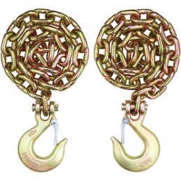 Binder Chain G80 Tie Down Tow Chain with Hook 3/8" x 2.9' 2 Pack 7100 lbs