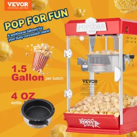 Popcorn Popper Machine bordplade Popcorn Maker 480W 4 oz rød