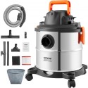 Wet/Dry Shop Vacuum Vac 20L 6 Peak HP w/ Nozzle Stainless Steel Silver
