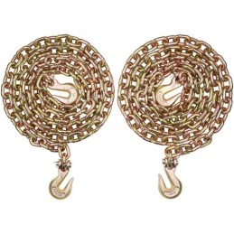 Binder Chain G80 Tie Down Tow Chain with Hooks 3/8"x10.3' 2 Pack 7100 lbs