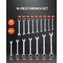 Combination Wrench Set, 16-Piece Ratcheting Wrench Set with Organizer Rack, Cr-V Steel Wrench Set Metric 8 mm to 24 mm, Ideal fo