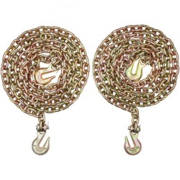 Binder Chain G80 Tie Down Tow Chain with Hooks 5/16"x10.3' 2 Pack 4900 lbs