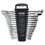Combination Wrench Set, 16-Piece Ratcheting Wrench Set with Organizer Rack, Cr-V Steel Wrench Set Metric 8 mm to 24 mm, Ideal fo