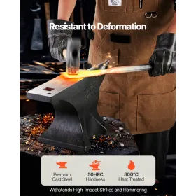 Single Horn Anvil 110lbs Cast Steel Anvil Round Horn Anvil for Blacksmiths