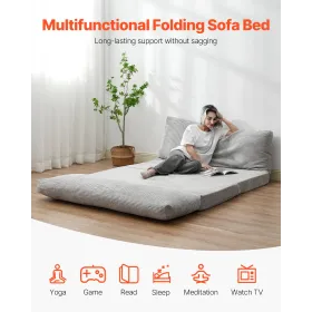 Foldning af sovesofa sammenfoldelig sofa seng med vaskbar dæk mørkegrå (fuld)