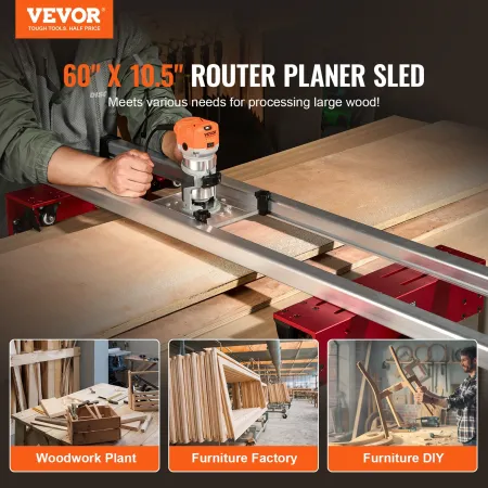 Router Sled, 152 cm(60 inches), Portable and Easy to Adjust Slab Flattening Jig, DIY Woodworking Router Sled for Flattening Slab