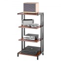 4-Tier AV Media Stand Height-Adjustable Wooden Audio-Video Media Stand