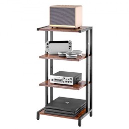 4-Tier AV Media Stand Height-Adjustable Wooden Audio-Video Media Stand