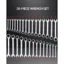 Combination Wrench Set, 30-Piece Ratcheting Wrench Set with Organizer Rack, Cr-V Steel Wrench Set SAE 1/4" to 1", Metric 8 mm to