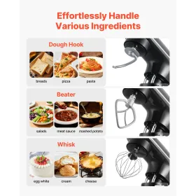 Stand Mixer 6 Quart Electric Dough Mixer 1400W 6 + P Speeds Food Beater