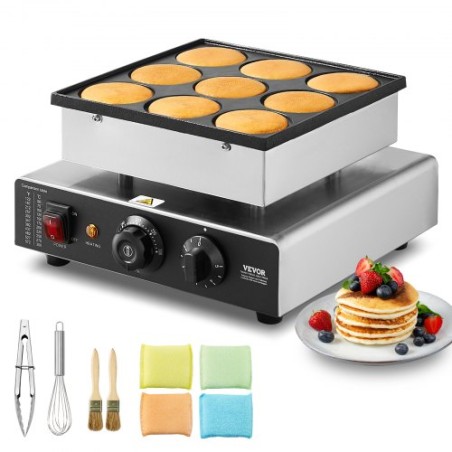 9PCS 76mm Dutch Pancake Maker Commercial Dorayaki Baker 850W Non-stick