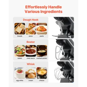 Stand Mixer 8.3 Qt Electric Dough Mixer 1400W 6 + P Speed ​​Speed ​​Food Beater