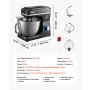 Stand Mixer 8.3 Qt Electric Dough Mixer 1400W 6 + P Speed