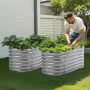 Metal Raised Garden Bed, 4 x 2 x 2 ft Outdoor Galvanized Planter Box, with Open Bottom, Large Oval Planter Raised Bed for Garden