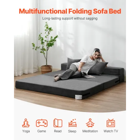 Foldning af sovesofa 3-i-1 sammenfoldelig sofa seng med 2 puder