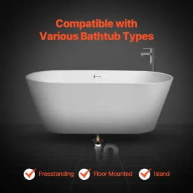 PVC Freestanding Tub Drain Kit, 2 Brass Tail Pipes, Bathtub Drain Rough-in Kit, with PVC Adapter of Tailpiece, Compatible with F