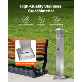 Cigarette Butt Receptacle with 4 Disposal Openings Stainless Steel Silver