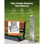 Cigarette Butt Receptacle, Square Cigarette Butt Container with 4 Disposal Openings & Top Cover, Stainless Steel Outdoor Cigaret