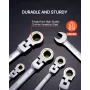 Flex-Head Ratcheting Wrench Set, 8-piece Combination Wrench Set with Roll-up Pouch, Cr-V Steel Flexible Ratcheting Wrench Set Me