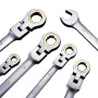 Flex-Head Ratcheting Wrench Set, 8-piece Combination Wrench Set with Roll-up Pouch, Cr-V Steel Flexible Ratcheting Wrench Set Me