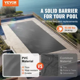 Poolsikkerhedsdækning, 13x26 ft i jorden poolafdækning, kul i jorden poolafdækning, PVC pool-dækning af rektangulær