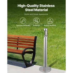 Cigarette Butt Receptacle Stainless Steel Cylinder Butt Disposal Silver