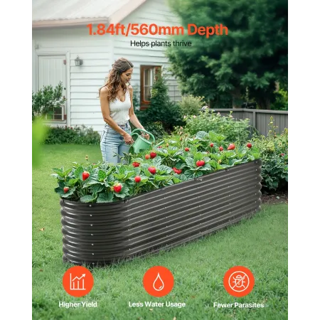 Højbed i metal til have, 20x6x60 cm, galvaniseret plantekasse