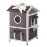 Outdoor Cat House 2-story Wooden Feral Cat Shelter with Roof & Door Flaps