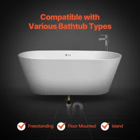 ABS Freestanding Tub Drain Kit, 2 Brass Tail Pipes, Bathtub Drain Rough-in Kit, with ABS Adapter of Tailpiece, Compatible with F