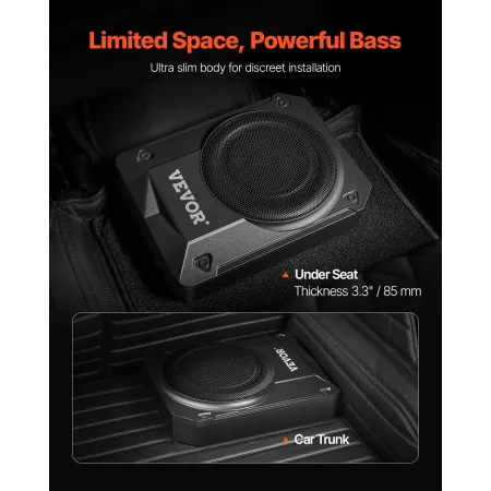 10 "400W under sædet bil subwoofer Slim Powered Car/Truck