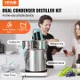 Alcohol Still, 5 Gal / 19 L Stainless Steel Water Alcohol Distiller with Copper Coil for Fast Cooling, Dual Condenser Distiller 