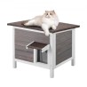 Outdoor Cat House Wooden Feral Cat Shelter with Roof & PVC Door Flaps