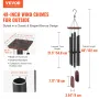 Wind Chimes for Outside, 1220 mm, Deep Tone Wind Chimes with 5 Tubes, Unique Large Memorial Wind Chimes for Anniversary, Amazing