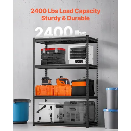 Storage Shelves, 2400 lbs, 4 Tier Heavy Duty Garage Shelving, 20" D x 40" W x 60" H Adjustable Metal Shelves for Industrial Shel