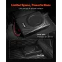 8" 300W Underseat Car Subwoofer, Slim Powered Car Subwoofers Under the Seat, Low Profile Audio Sub Built-in Amplifier, High/Low 
