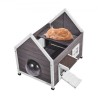 Outdoor Cat House Wooden Feral Cat Shelter with Roof Door Flaps & Window