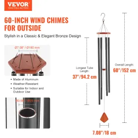 Wind Chimes for Outside 1524 mm Aluminum Memorial Deep Tone Wind Chimes