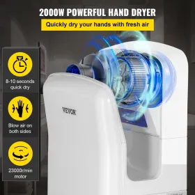Jet Hand Dryer, Premium Electric Commercial Blade Hand Dryer, ABS Air Dryer Hand with HEPA Filtration Wall Mount Hand Dryer,