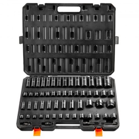 Impact Sockets Set 59pcs 6-Point 3/8" & 1/2" Drive Bit Ratchet Tool Kit