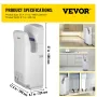 Jet Hand Dryer, Premium Electric Commercial Blade Hand Dryer, ABS Air Dryer Hand with HEPA Filtration Wall Mount Hand Dryer, 200