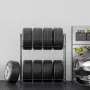 Tire Storage Rack, 2-Shelf Tire Stand Holds up to 8 Standard Tires, Q195 Heavy-Duty Steel Tire Holder Carrier with Adjustable He
