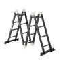 Multi-Purpose Folding Ladder, 7-in-1 Tall Extension Step Ladder, A Frame 4 Step with Scaffolding Plank Telescoping Ladder, 15.5f