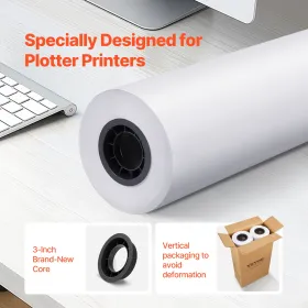 Bredt format papir plotter papir 2 ruller 24 i x 500 ft cad