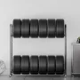 Rolling Tire Storage Rack, 2-Shelf Tire Holder and Transport Trailer for Garage, Heavy-Duty Steel Tire Storage Cart with Wheel, 