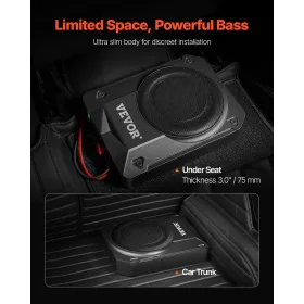 8 "800W under sædet bil subwoofer Slim Powered Car/Truck Subwoofer System