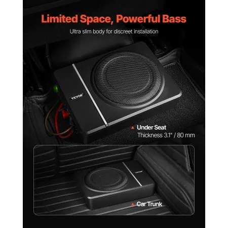 8 "240W under sædet bil subwoofer slank drevet bil/lastbil